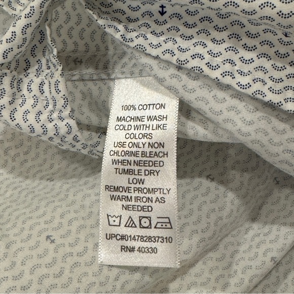 Blue and white anchors nautical print button down shirt - Picture 8 of 8